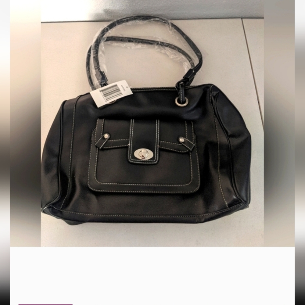 Vintage Retro Rare Black Leather Carry On Bag Purse Travel Gift Duffle Bag Gym